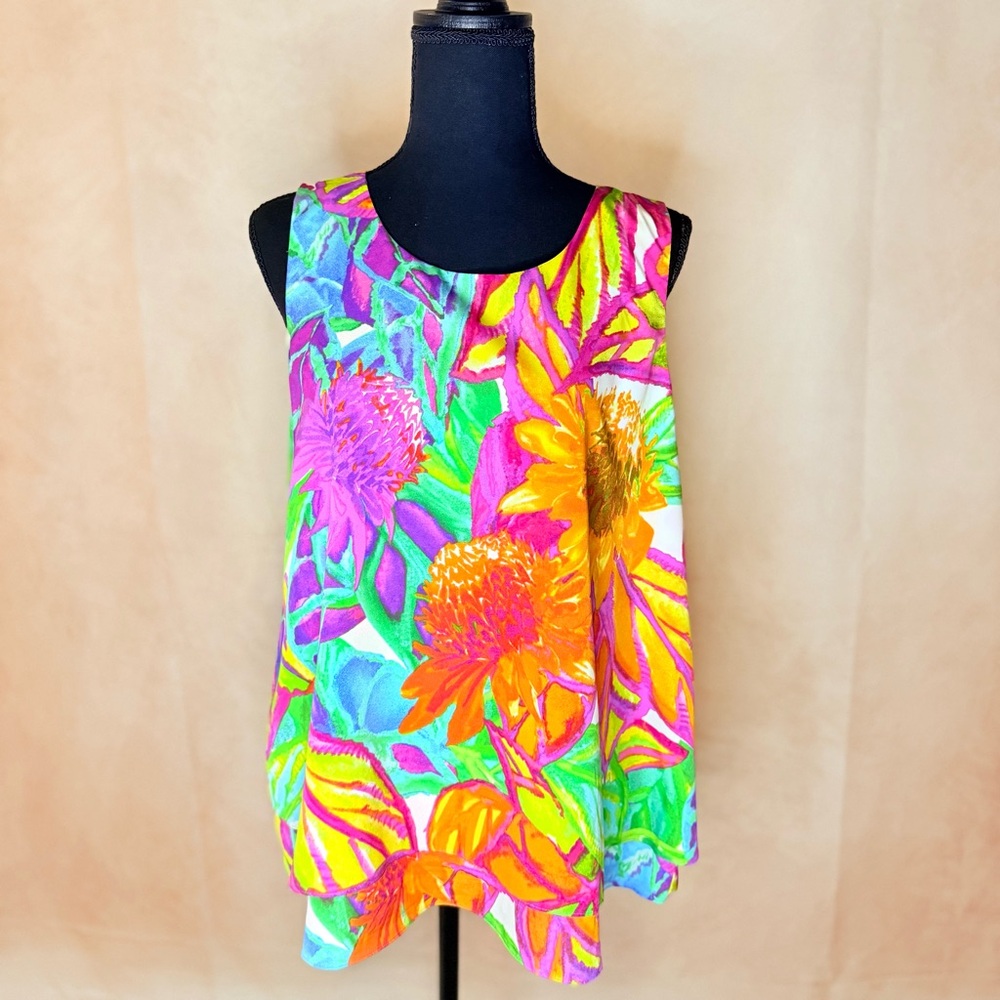 Ralph Lauren Women’s Bold Colorful Floral Flowing Top Size L